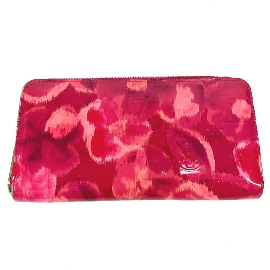 LOUIS VUITTON イカットフラワー 花 ジッピーウォレット ロングウォレット ラウンドファスナー 長財布 パテントレザー レディース ピンク