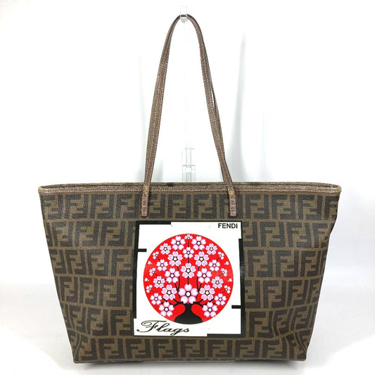 FENDI 8BH185 桜 サクラ チェリーブロッサム ズッカ ロゴ カバン 肩掛け トートバッグ ショルダーバッグ PVC/レザー ユニセックス ブラウン