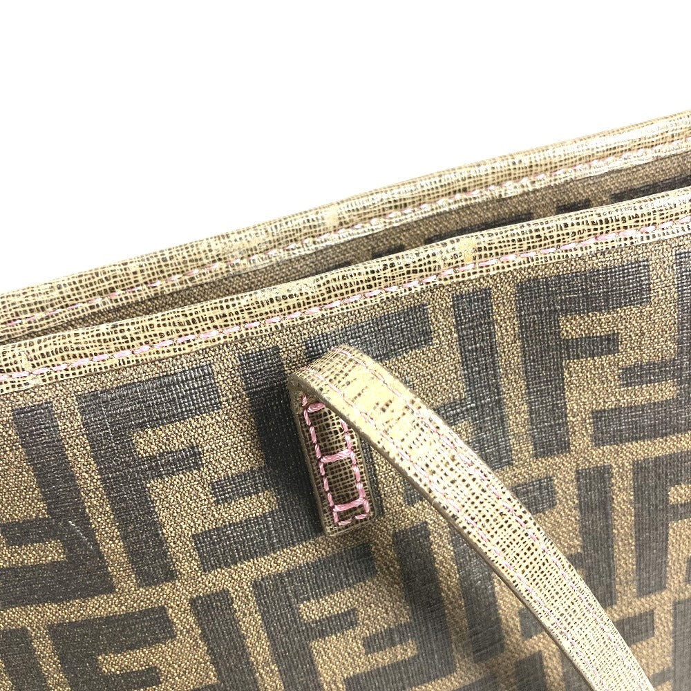 FENDI 8BH185 桜 サクラ チェリーブロッサム ズッカ ロゴ カバン 肩掛け トートバッグ ショルダーバッグ PVC/レザー ユニセックス ブラウン