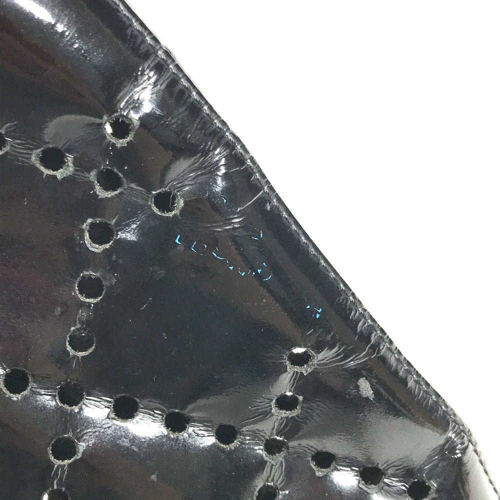 CHANEL Chain Bag CC Logo Quilted Coco Mark Perforated Tote Bag Shoulder Bag Double Chain Shoulder Bag Patent Leather Unisex Black