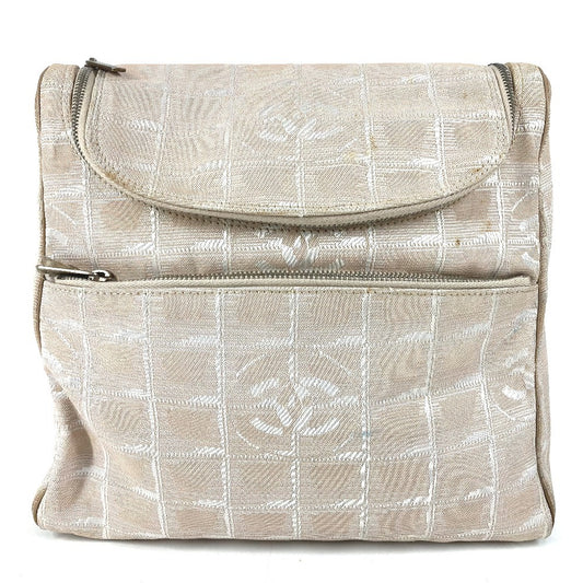 CHANEL A15958 New Travel Line CC Coco Mark Logo Bag Backpack Rucksack Nylon/Leather Ladies Beige
