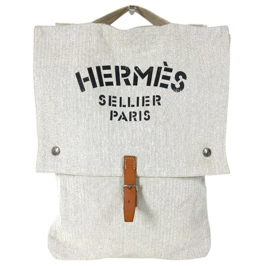 HERMES バゲッジ アリーヌ バゲッジアリーヌ カバン ハンドバッグ コットン ユニセックス ホワイト