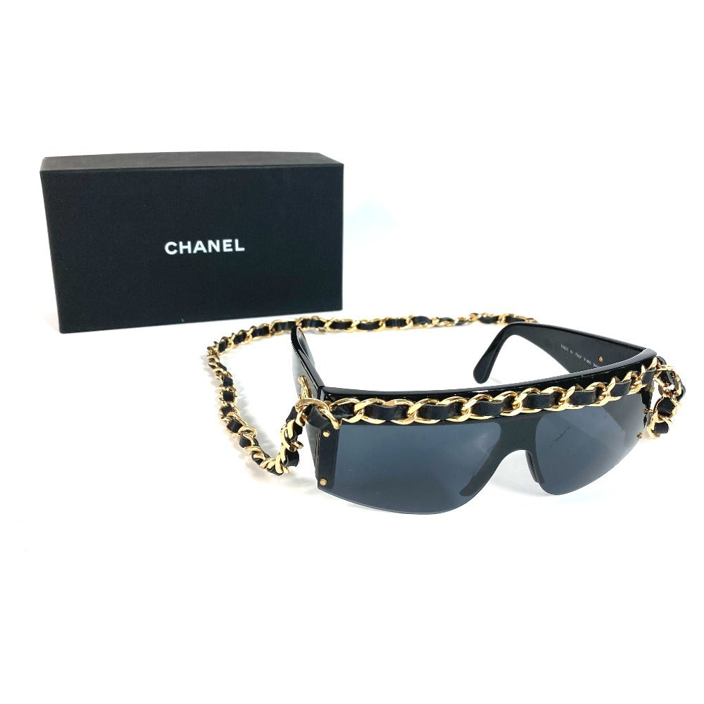 CHANEL 01456 Chain CC Coco Mark Logo Eyeglasses Eyewear Glasses Sunglasses Plastic Unisex Black