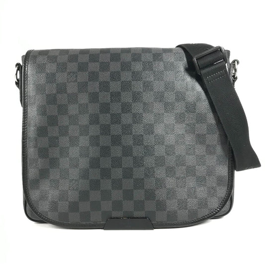 LOUIS VUITTON N58029 Damier Graphite Daniel MM Daniel MM Bag Messenger Bag Flap Shoulder Bag Damier Graphite Canvas Unisex Black