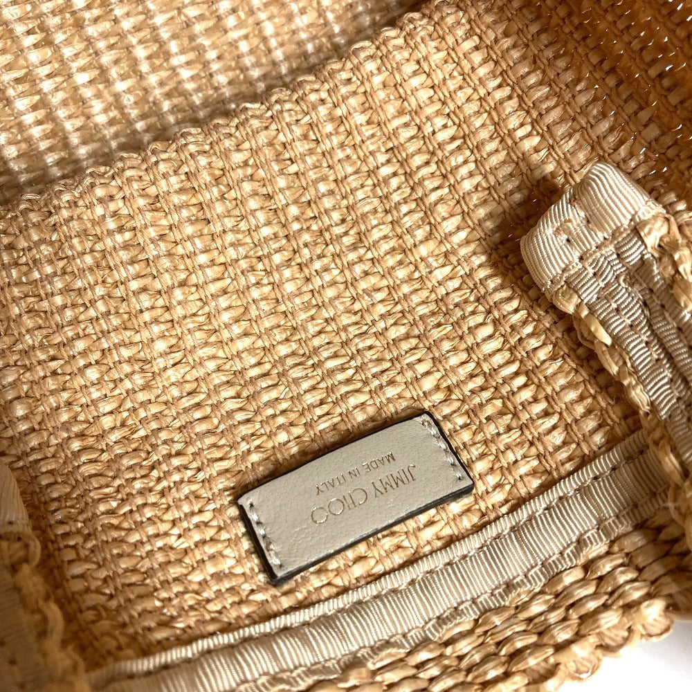 JIMMY CHOO Logo Bag Tote Bag Summer Bag Beach Bag Basket Bag Handbag Raffia Unisex Beige