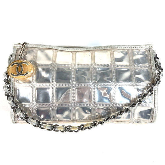CHANEL Ice Cube CC Coco Mark Logo Bag Chain Bag Shoulder Bag Accessory Pouch Shoulder Bag Leather Unisex Silver
