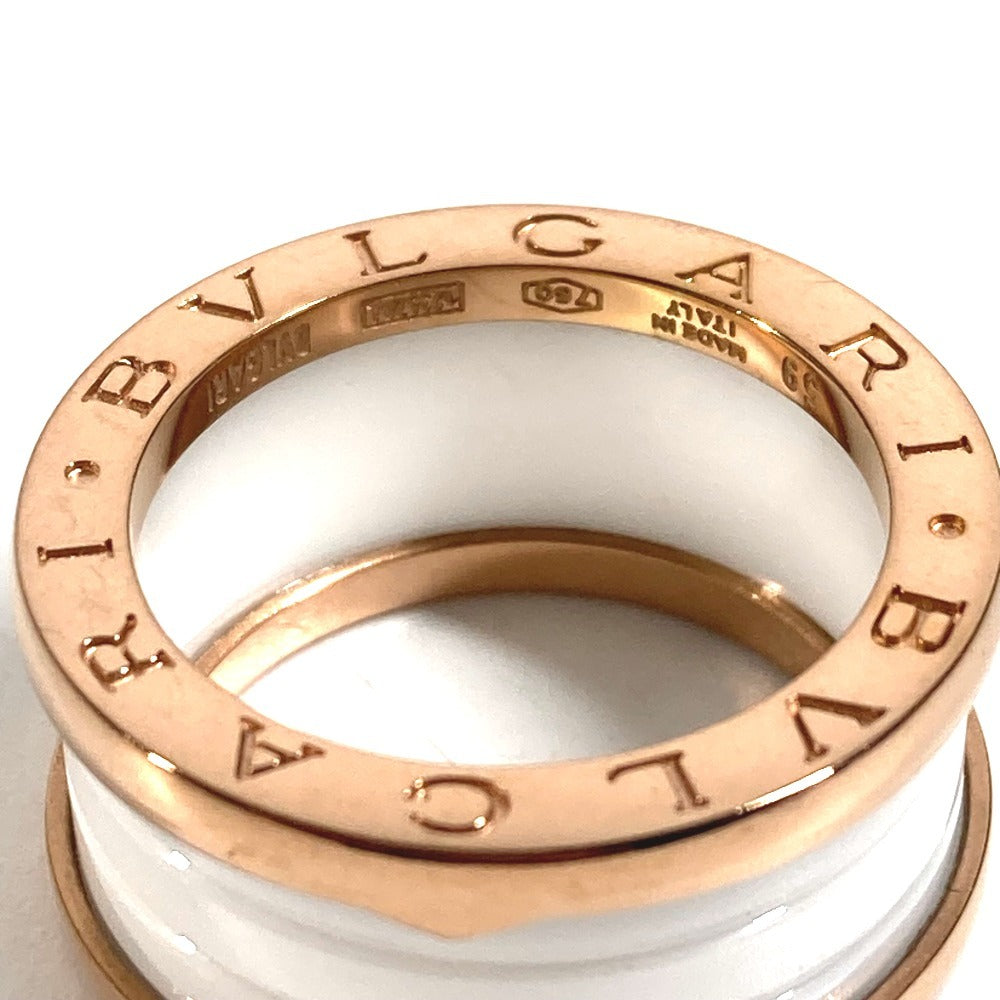 BVLGARI K18 金 18K PG ビーゼロワン B-ZERO1 セラミック アクセサリー ジュエリー プラチナ リング・指輪 Au750 メンズ ホワイト