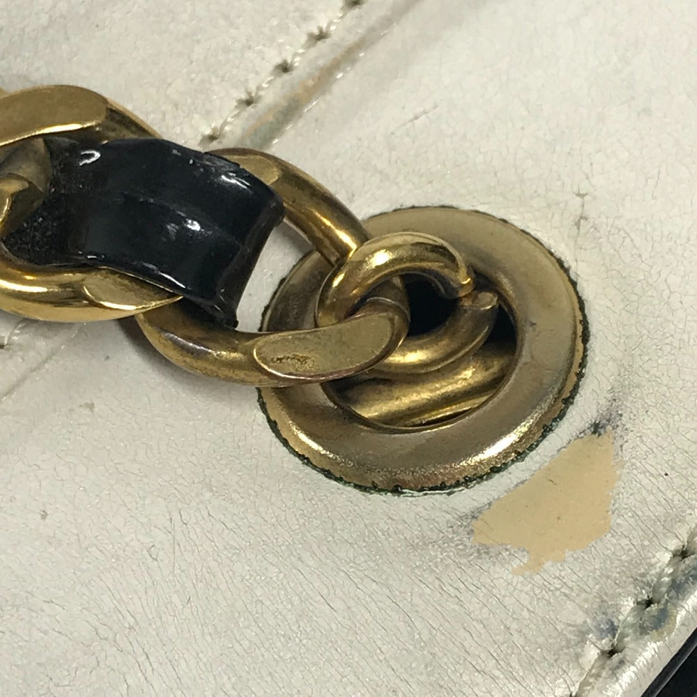 CHANEL ヴィンテージ CC ココマーク ロゴ トリプルココ Wチェーン カバン 肩掛け トートバッグ ポーチ付き ショルダーバッグ ビニール/レザー ユニセックス ホワイト