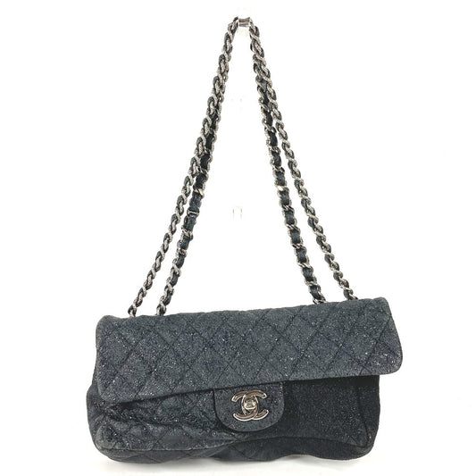 CHANEL マトラッセ キルティング CC ココマーク ロゴ カバン 斜め掛け Wチェーンバッグ ハンドバッグ 肩掛け ショルダーバッグ コーティングキャンバス ユニセックス ダークグレー系