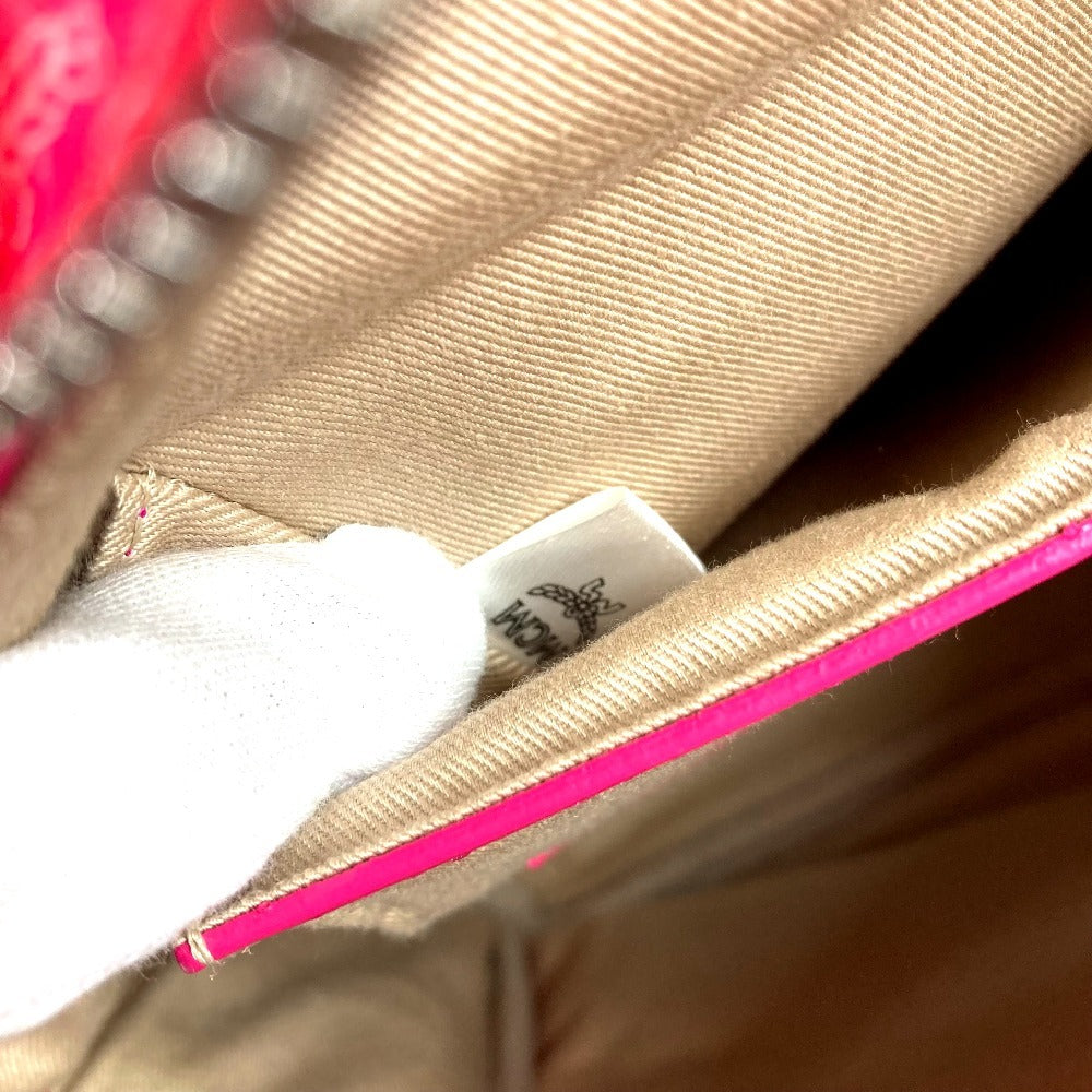 MCM All-over logo Visetos studs bag backpack Backpack Leather pink Used