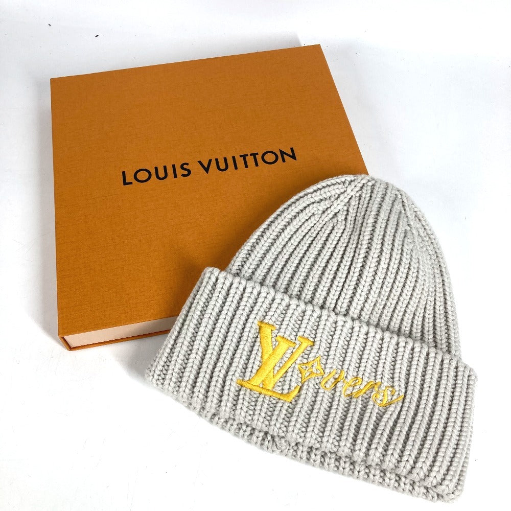 LOUIS VUITTON M7817A Beanie LV Birds LV Logo beanie hat knit hat knit cap Knit hat wool Light gray based Used
