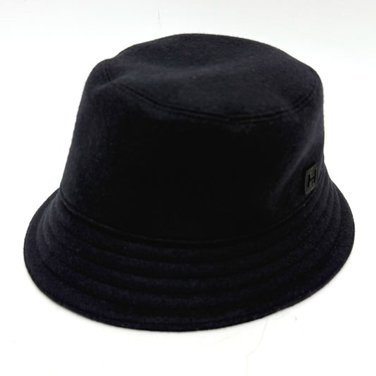HERMES H242084N Hat "Fred H Cut" Wool Jersey Bucket Hat Men's Navy