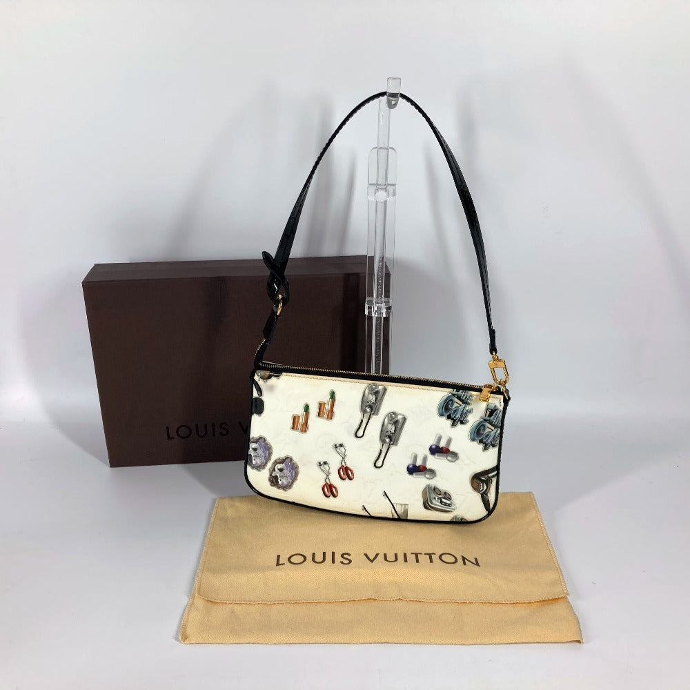 LOUIS VUITTON M90928 ヴェルニ スティッカー ポシェット アクセソワール ハンドバッグ 肩掛け カバン アクセサリーポーチ ショルダーバッグ パテントレザー レディース ホワイト - brandshop-reference