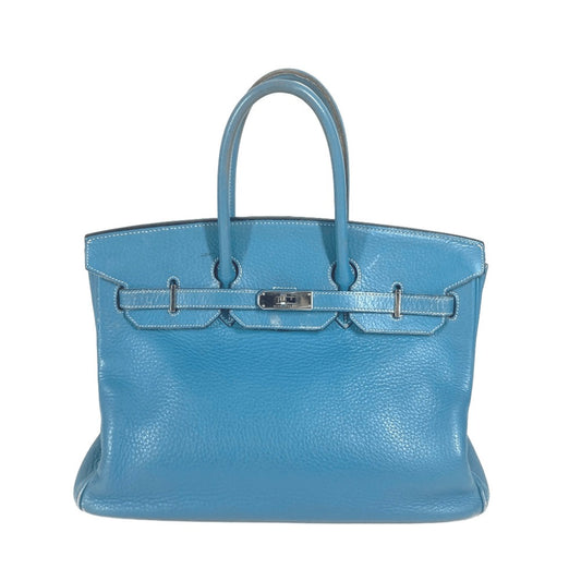 HERMES Birkin35 Birkin 35 Bag Tote Bag Hand Bag Taurillon Clemence Blue gene blue/SilverHardware Used
