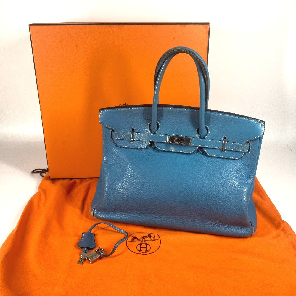HERMES Birkin35 Birkin 35 Bag Tote Bag Hand Bag Taurillon Clemence Blue gene blue/SilverHardware Used