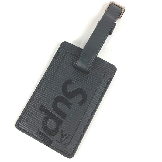 Louis Vuitton M67726 EPI Supreme Collaboration Charm Bag Charm Keychain Name Tag Epi Kulit Unisex Noir Hitam