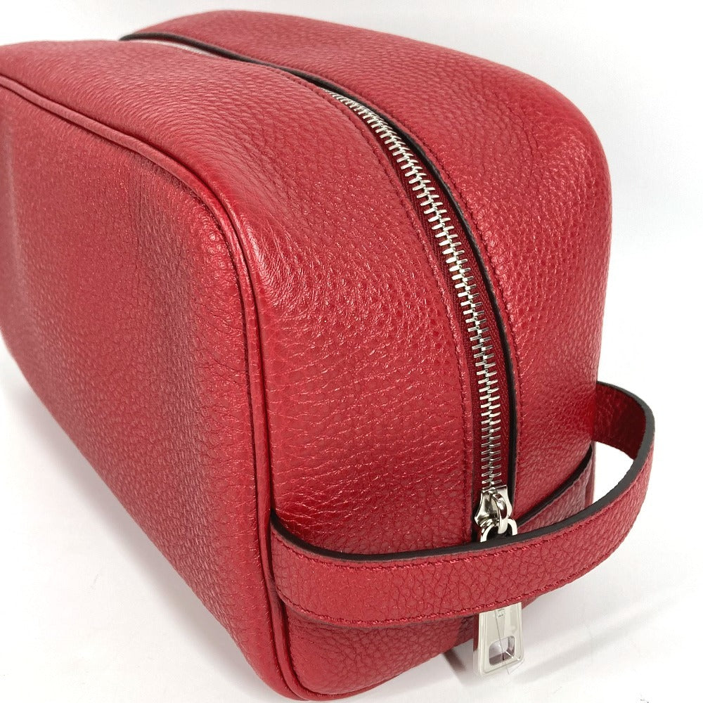 FENDI 7AS378 Handle Logo Clutch Bag/Second Bag Leather Unisex Red