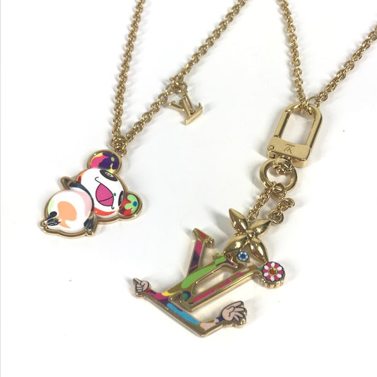 LOUIS VUITTON M02499 LV x TM Takashi Murakami Panda Set of 2 Necklaces - Superflat Chain Necklace, Set of 2, Accessories, Necklace, Metal, Unisex, Gold