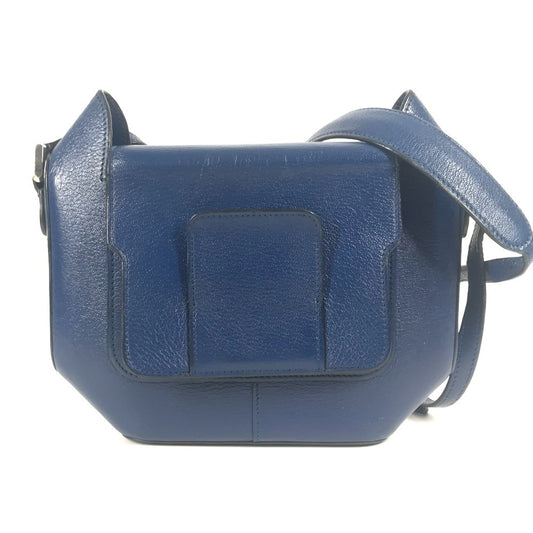 HERMES H Logo Octagon Flap Bag, Crossbody Pochette Shoulder Bag, Epson, Unisex, Blue