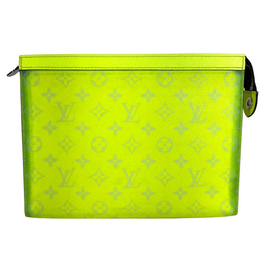 LOUIS VUITTON M30946 Taiga Leather Pochette Voyage MM, Unisex, Yellow, Taiga Leather, Pouch, Second Bag, Clutch Bag