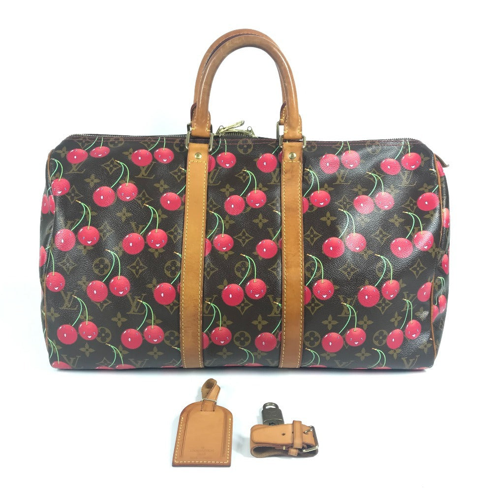 LOUIS VUITTON M95011 Monogram Cherry Keepall 45 by Takashi Murakami. This travel Boston bag is crafted in Monogram Cherry canvas and is available in brown.