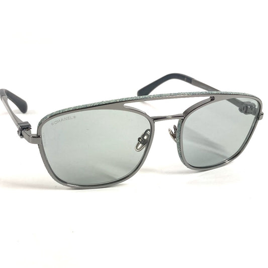 CHANEL 4290-Q デニム CC ココマーク ロゴ パイロット めがね メガネ アイウェア 眼鏡 サングラス メタル ユニセックス