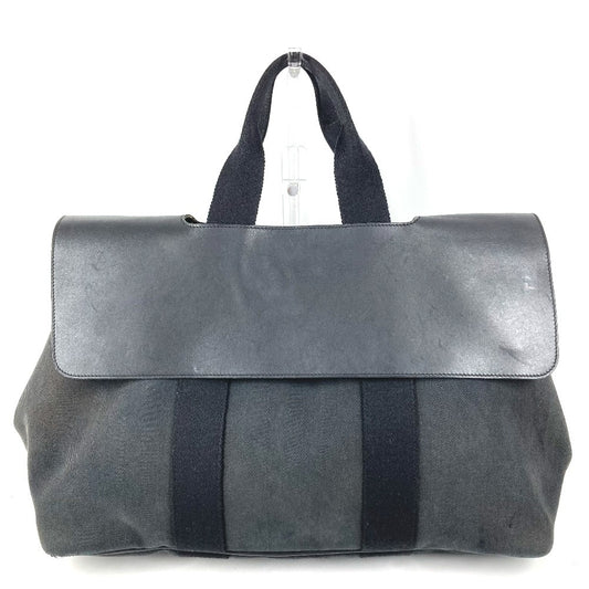 HERMES ヴァルパライソ MM ヴァルパライソMM カバン フラップ トートバッグ ハンドバッグ トワルシェブロン ユニセックス ブラック