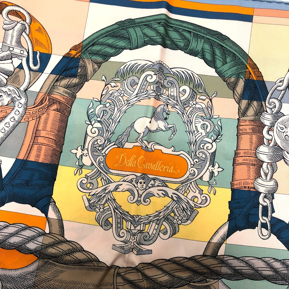 HERMES ダブルフェイス Della Cavalleria デッラ カヴァッレリア カレ90 カレ 90 ショール ストール 大判 スカーフ スカーフ シルク ユニセックス オレンジ