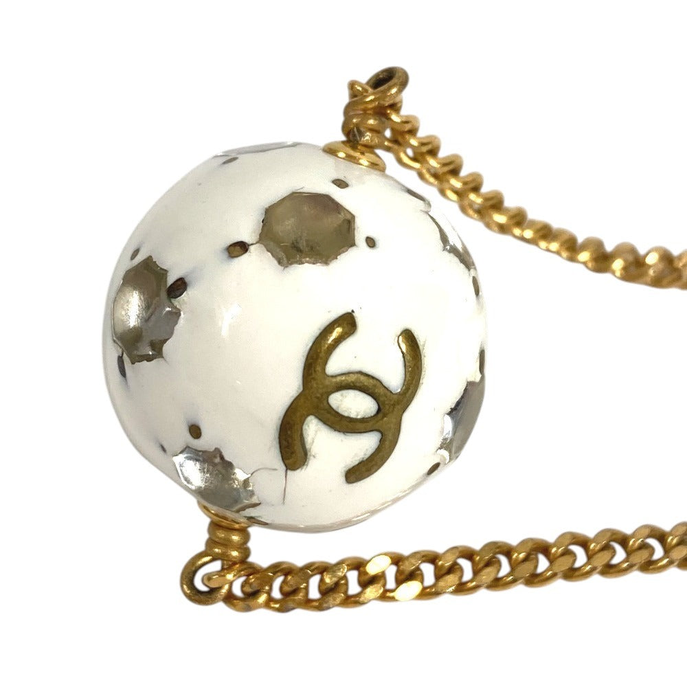 CHANEL 98P サッカーボール ロゴ CC ココマーク アクセサリー ジュエリー チェーン ネックレス メタル ユニセックス ホワイト