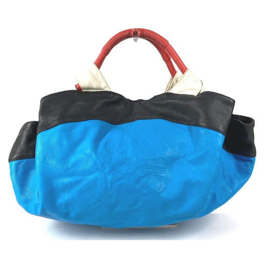 LOEWE アナグラム ロゴ ナッパアイレ カバン トートバッグ ハンドバッグ レザー ユニセックス ブルー