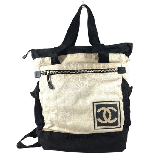 CHANEL スポーツ CC ココマーク ロゴ バイカラー カバン 2WAYバッグ トートバッグ 肩掛け リュックサック ナイロン ユニセックス ブラック