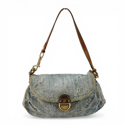 LOUIS VUITTON M95050 モノグラムデニム ミニプリーティ ミニ プリーティ カバン ハンドバッグ ショルダーバッグ モノグラムデニム レディース ブルー