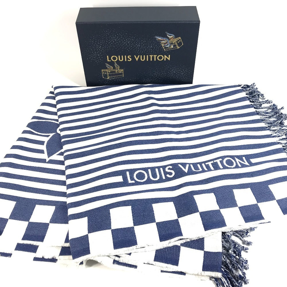 LOUIS VUITTON M78404 ストライプ LV グラフィカル ビーチブランケット フリンジ 毛布 インテリア タオル ブランケット コットン ユニセックス ブルー