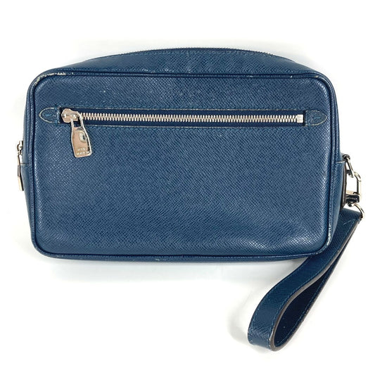 LOUIS VUITTON M33410 Taiga Pochette Kasai Pochette Kasai Bag Pouch Clutch Bag with Strap Cluch Bag Taiga Leather Océan Navy Used