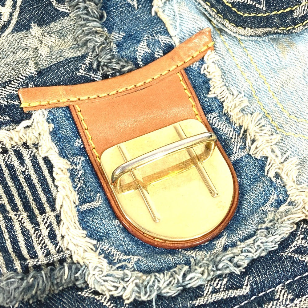 LOUIS VUITTON M95374 モノグラムデニム パッチワーク ポスティ カバン フラップ 斜め掛け メッセンジャーバッグ ショルダーバッグ モノグラムデニム ユニセックス ブルー