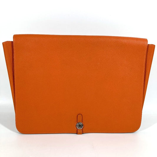 HERMES Dogon Meeting Bag, Pouch, Document Bag, Second Bag, Flap Pouch, Clutch Bag, Taurillon Clemence Leather, Unisex, Orange
