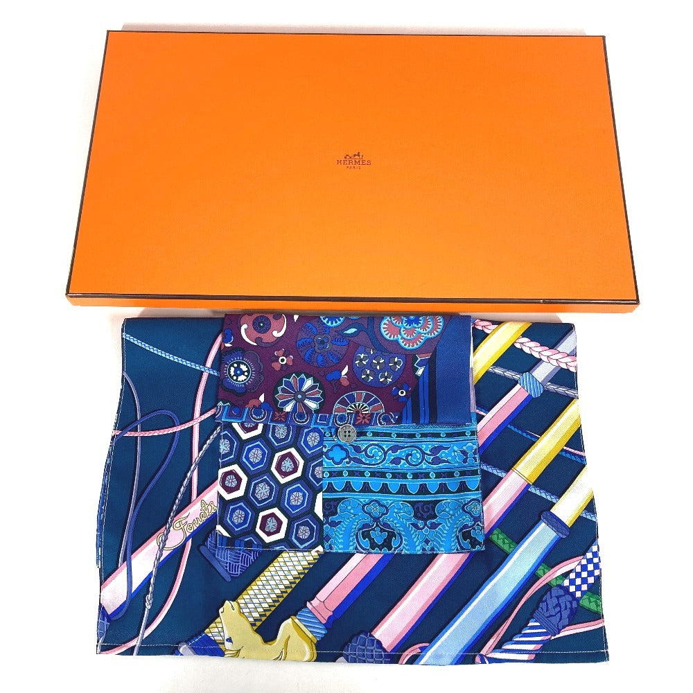 HERMES プティアッシュ ロゴ 肩掛け カバン ショルダーバッグ トートバッグ シルク レディース パープル