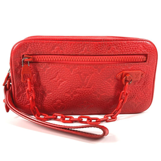 LOUIS VUITTON M53555 Monogram Empreinte Pochette Volga Chain Bag with Strap, Pouch, Clutch Bag, Monogram Empreinte Leather, Unisex, Red