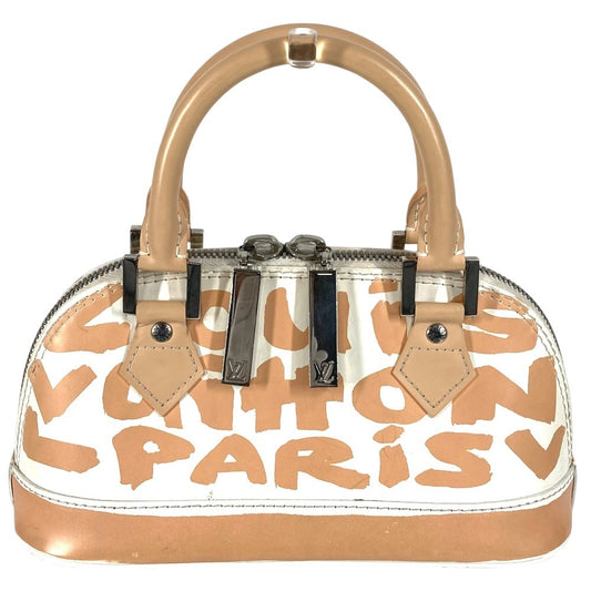 LOUIS VUITTON M92178 Monogram Graffiti Alma PM Handbag, Leather, Beige, Women's