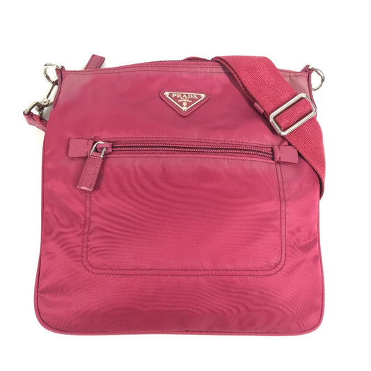 PRADA Triangle Logo Plaque Crossbody Shoulder Bag Nylon Unisex Pink