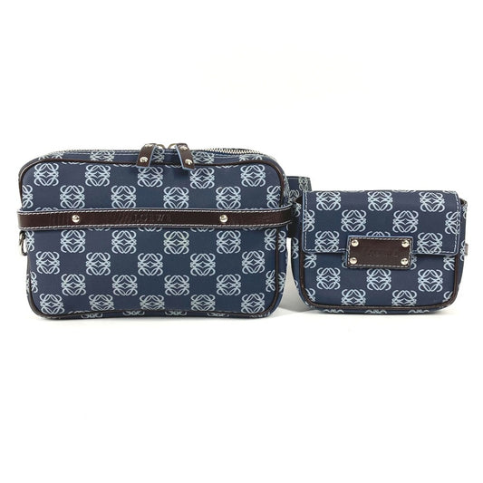 LOEWE Anagram Logo Waist Bag, Crossbody Shoulder Bag, Belt Bag, PVC/Leather, Unisex, Blue
