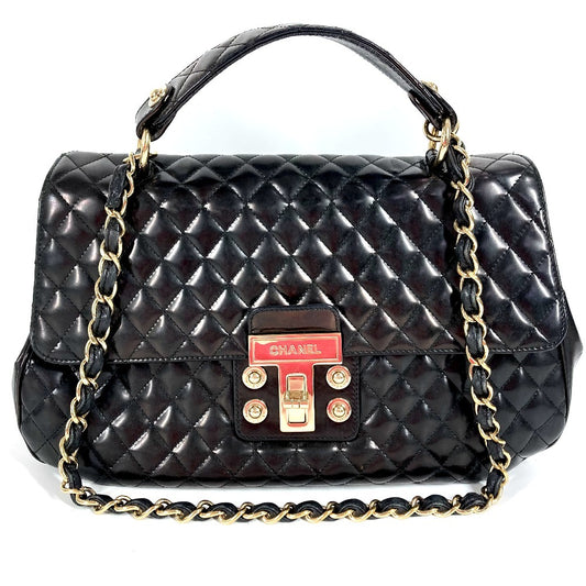 CHANEL Matelassé Quilted 2.55 CC โลโก้ Coco Mark กระเป๋า 2WAY กระเป๋าถือ กระเป๋า flap chain กระเป๋าสะพาย กระเป๋าคาดไหล่ หนังแก้ว สีดำ สำหรับผู้หญิง
