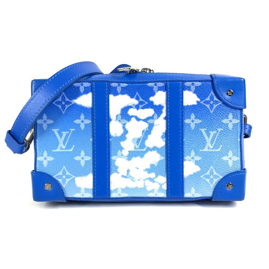 LOUIS VUITTON モノグラムクラウズ 雲 ソフトトランクウォレット 斜め掛け カバン ポシェット 長財布 クラッチバッグ ショルダーバッグ レザー ユニセックス ブルー