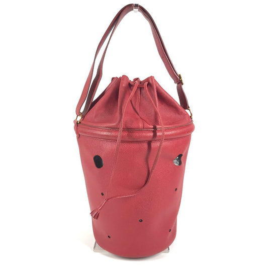 HERMES タッセル フリンジ マンジョワール 巾着バッグ カバン 肩掛け ショルダーバッグ クシュベル レディース レッド