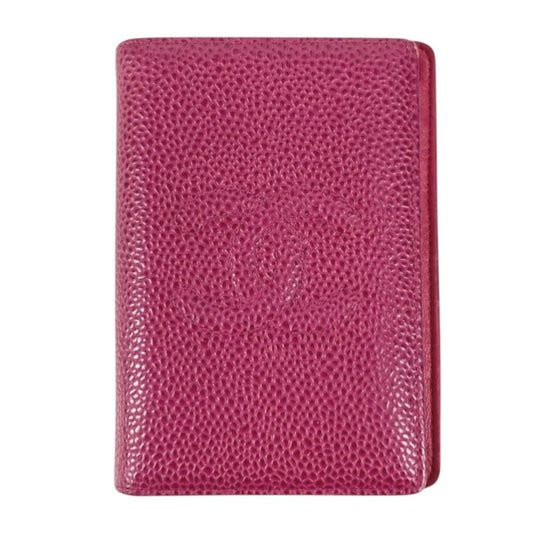 CHANEL CC Coco Mark Logo Business Card Holder Pass Case Bifold Card Case Caviar Skin Women's Purple