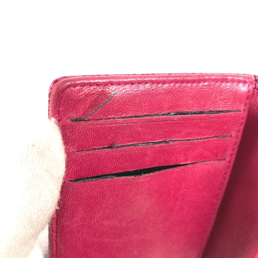 CHANEL CC Coco Mark Logo Business Card Holder Pass Case Bifold Card Case Caviar Skin Women's Purple