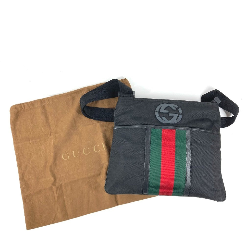 GUCCI 181067 GG ロゴ カバン 斜め掛け ショルダーバッグ ナイロン ユニセックス ブラック