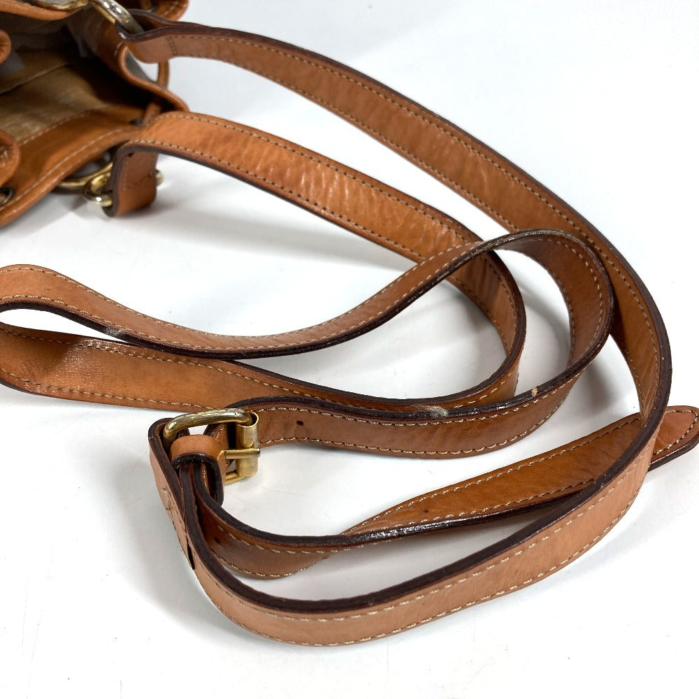 CELINE ヴィンテージ マカダム ロゴ カバン 巾着 斜め掛け ショルダーバッグ レザー/キャンバス ユニセックス ブラウン