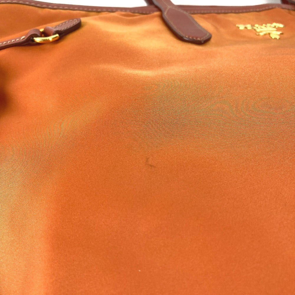 PRADA BR4001 トライアングルロゴ 三角ロゴ プレート カバン トートバッグ 肩掛け ショルダーバッグ レザー/ナイロン ユニセックス オレンジ