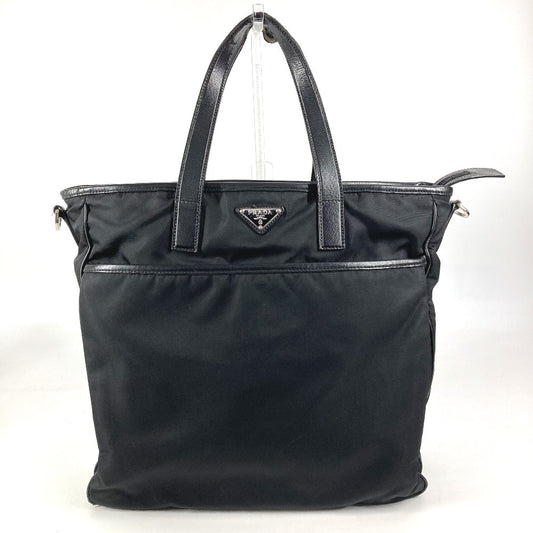 PRADA VA1033 トライアングルロゴ 三角ロゴ プレート カバン トートバッグ ショルダーバッグ レザー/ナイロン ユニセックス ブラック
